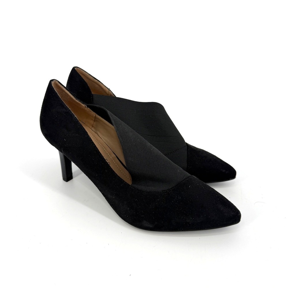 NEW Andrew‎ Geller Tucket Black Pointed Toe Heels Strap Pump AGF17-10541 8.5M